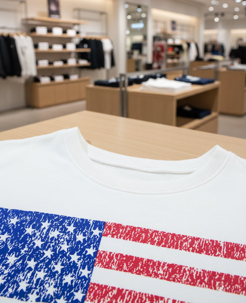 Premium Cotton Sweatshirt Drop Shoulder With American Flag Graphic Limited Edition