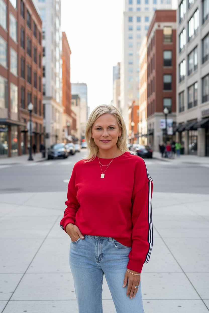 Fiery Red Varsity Sweatshirt Premium Knit Limited