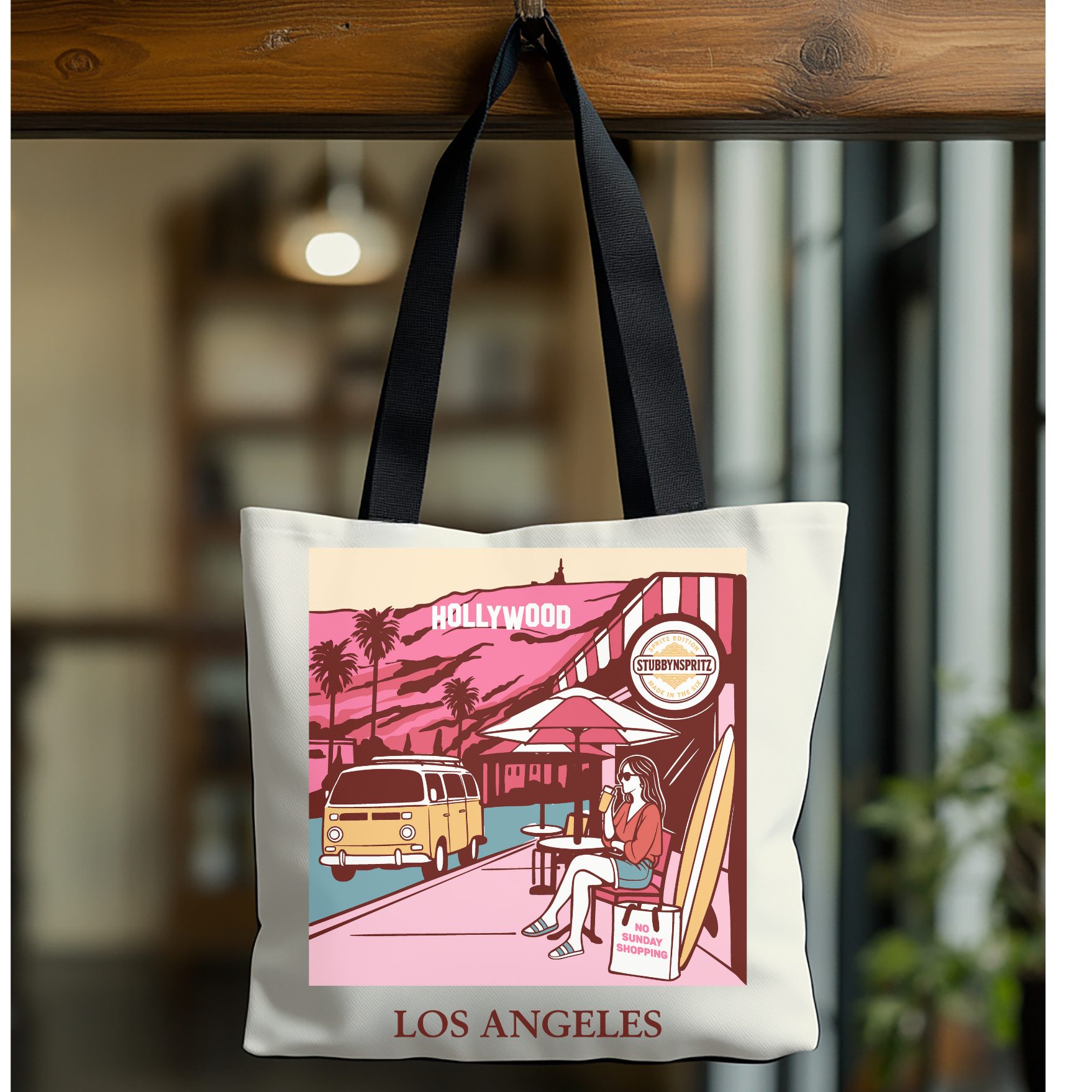 Los Angeles Hollywood Graphic Tote Bag Canvas Collection Limited Edition Premium Urban Craft