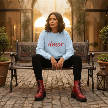 Amor Script Embroidered Pullover For Travelers Limited Edition Lightweight Warmth