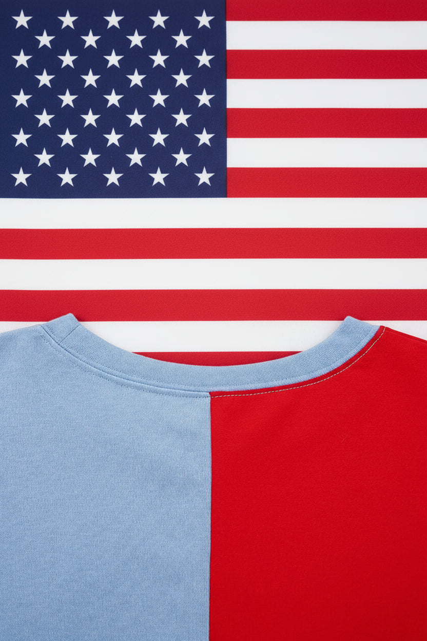 Multicolour American Flag Vintage Oversized Pullover Sweatshirt