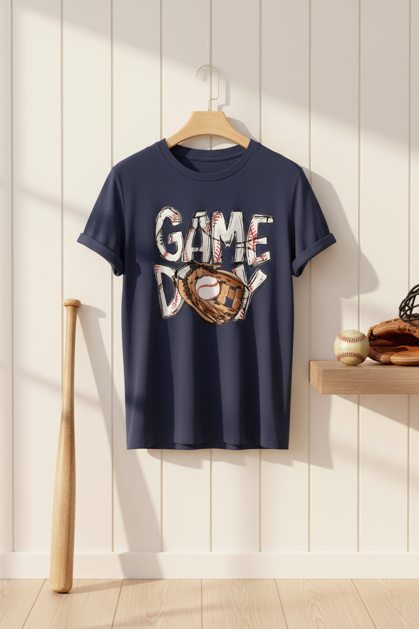 Blue Team Spirit Graphic Baseball Tee