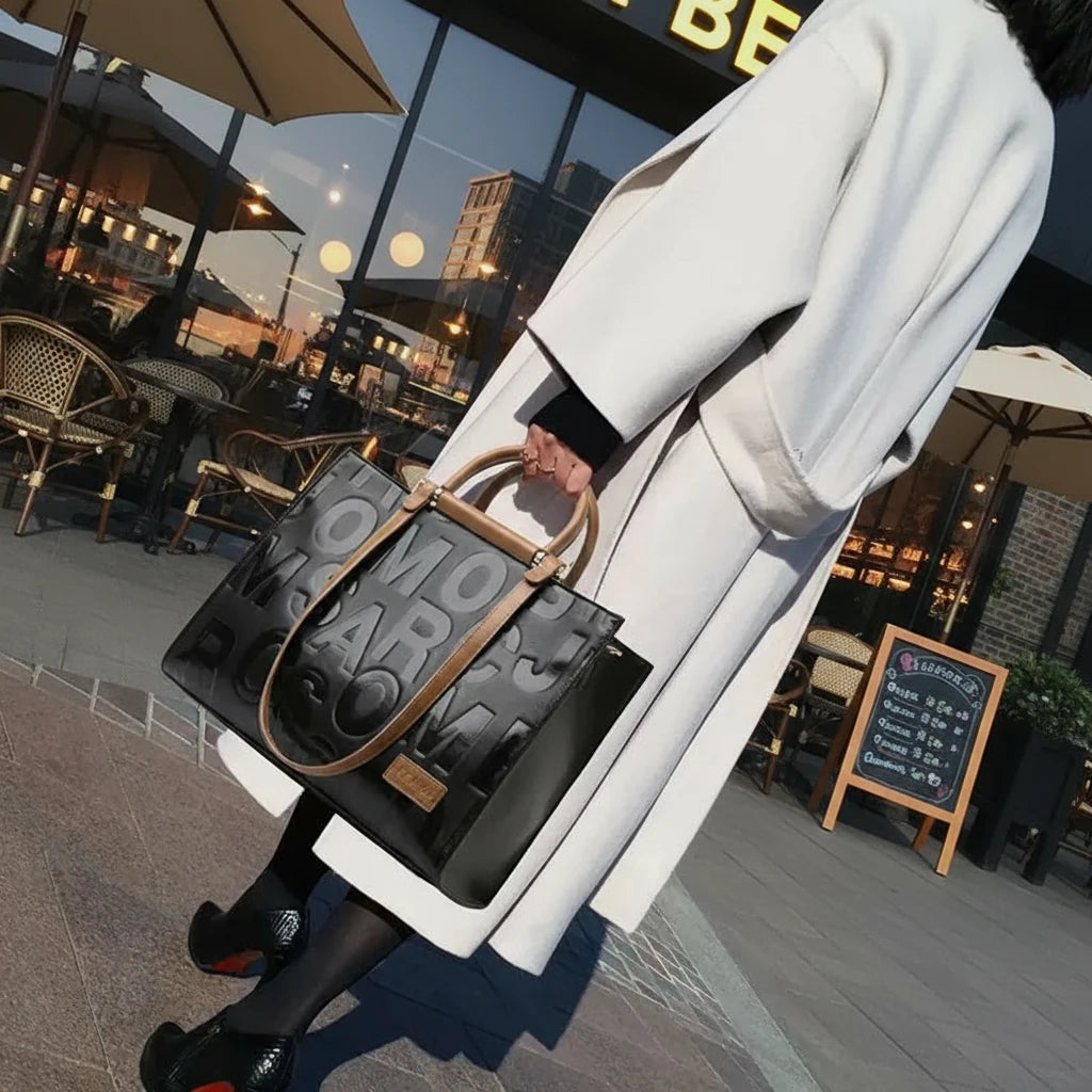 Large Capacity Women's Tote Bag with Letter Design