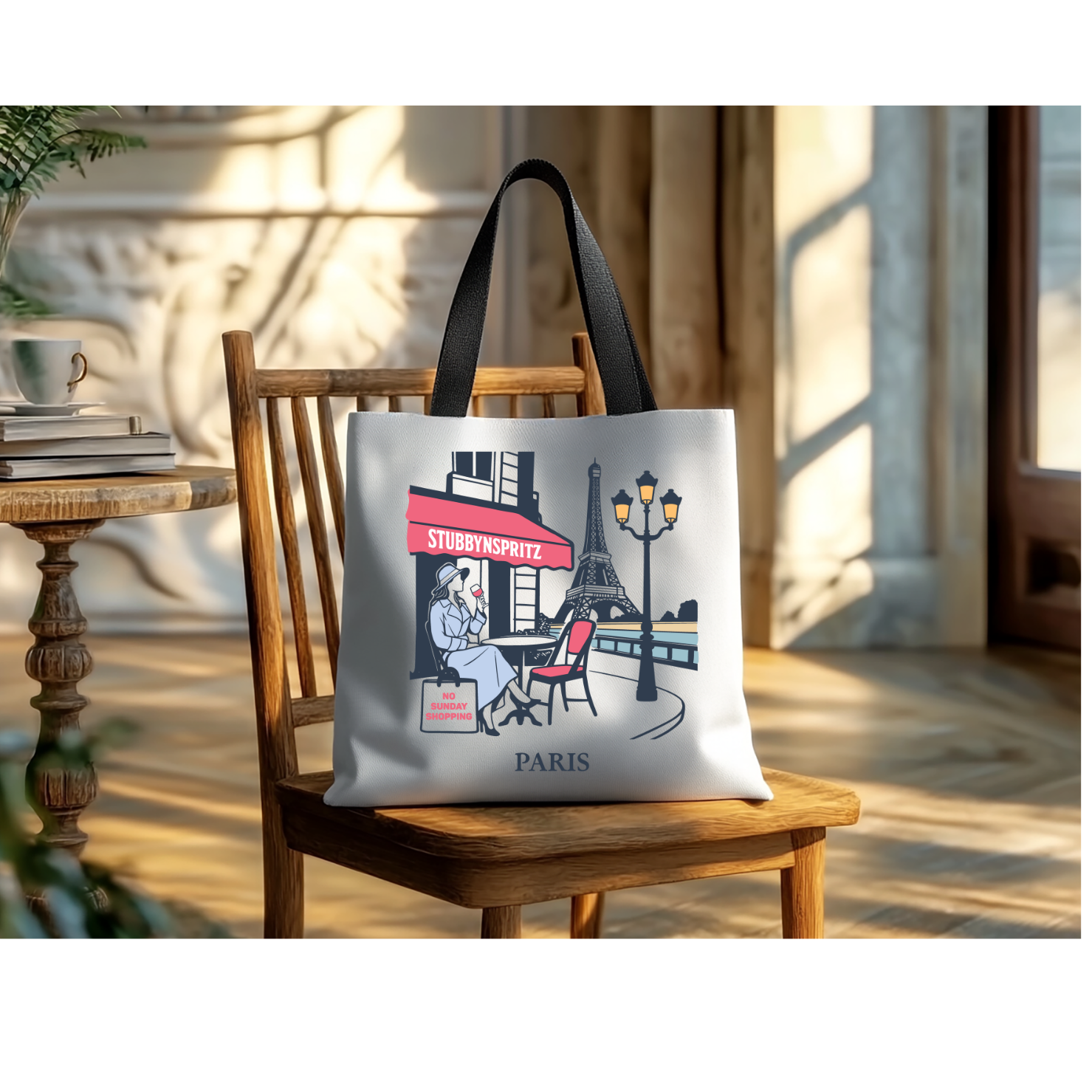 Parisian Collection Paris Cafe Premium Polyester Tote Bag Limited Release For Travel And Everyday Use
