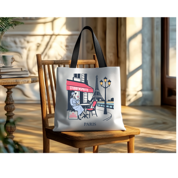 Parisian Collection Paris Cafe Premium Polyester Tote Bag Limited Release For Travel And Everyday Use