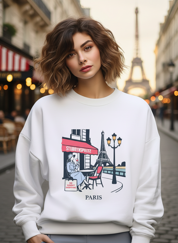 Paris Cafe Collection French Terry Sweatshirt With Exclusive Eiffel Tower Graphic