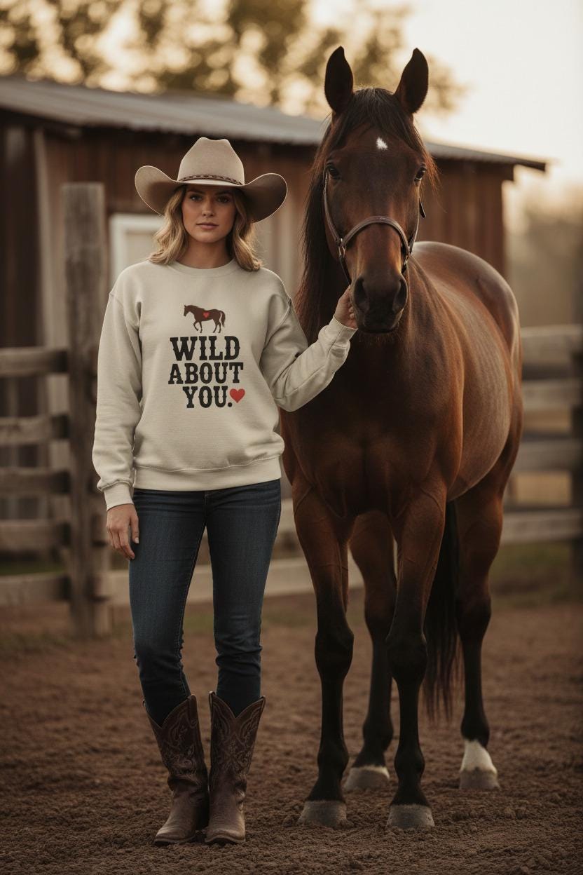 Wild About You Country Western Sweatshirt Cotton Poly Blend Rodeo Collection Limited Release
