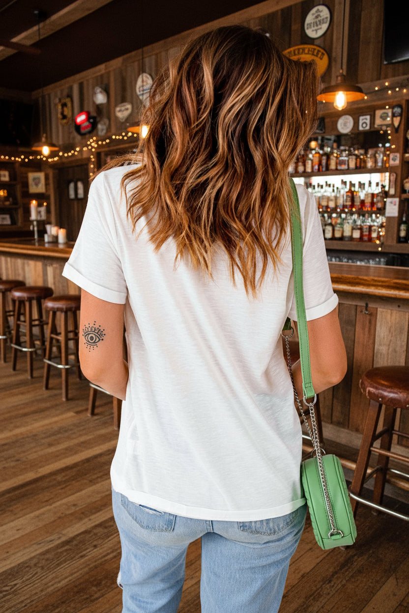 White YEE HAW State of mind Cowgirl Graphic Western Fashion Tee