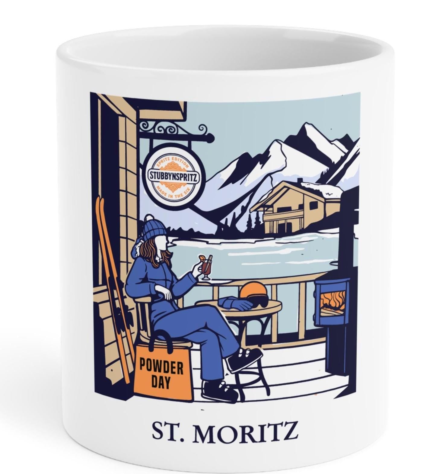 St Moritz Powder Day Mug Ceramic Coffee Cup Limited Edition