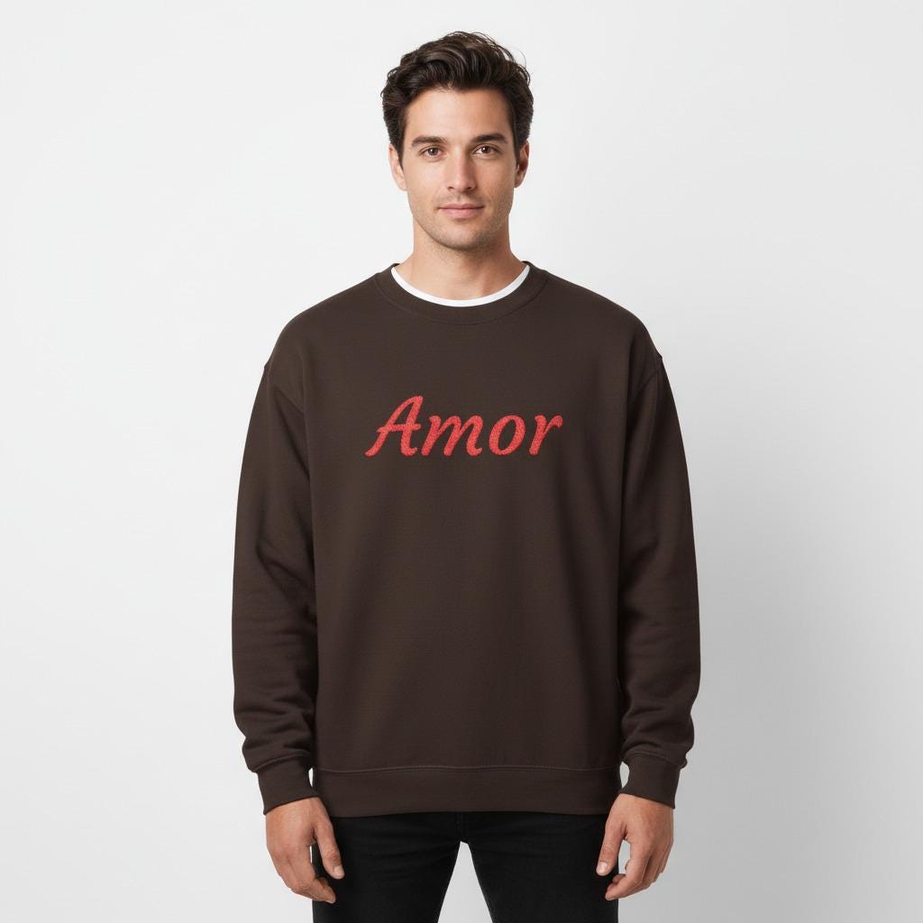 Amor Script Embroidered Pullover For Travelers Limited Edition Lightweight Warmth