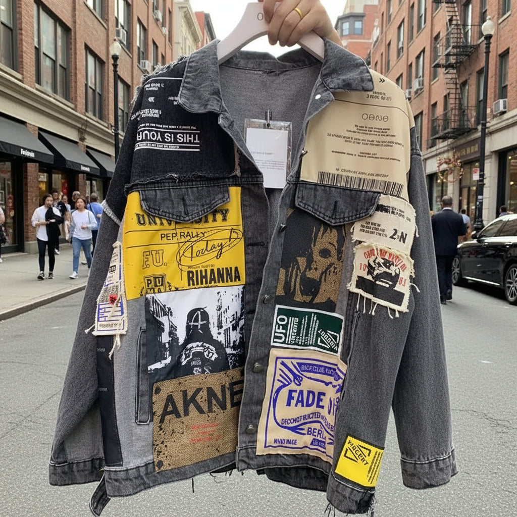 Vintage Style Patchwork Denim Jacket for Fall