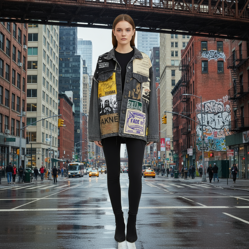 Vintage Style Patchwork Denim Jacket for Fall