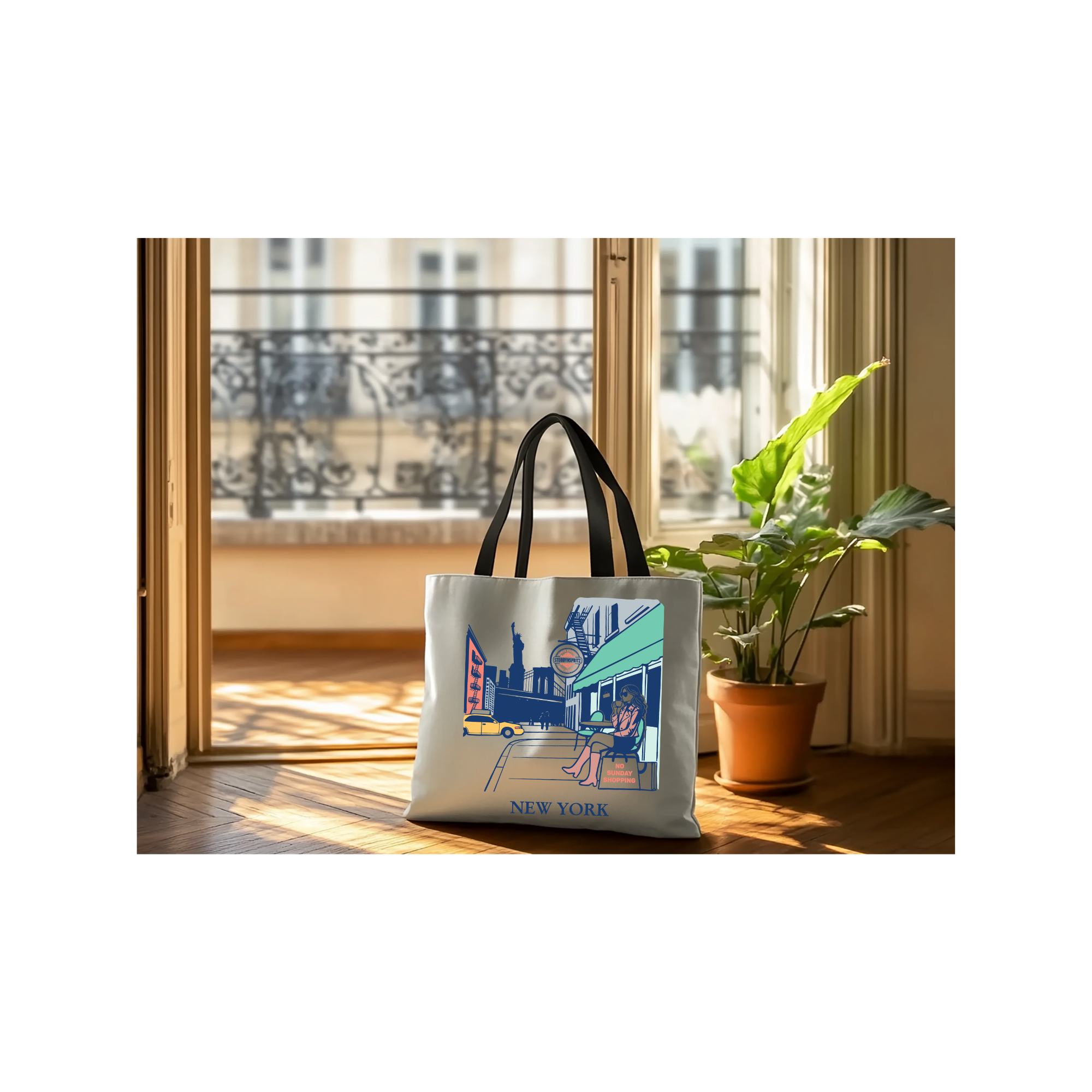 Cityscape Collection Luxe Leather Travel Tote Bag New York City Cafe Vibe Limited Edition