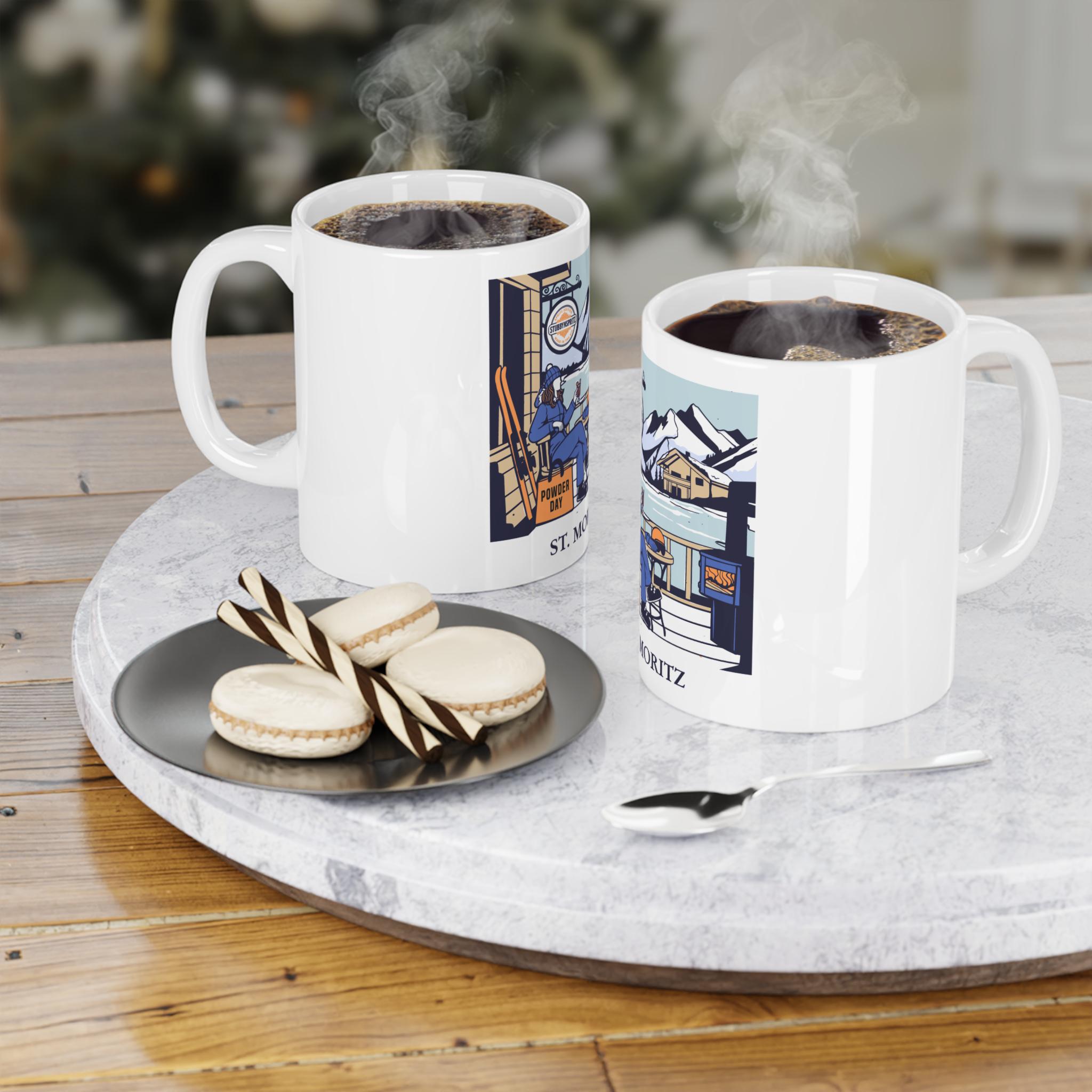 St Moritz Powder Day Mug Ceramic Coffee Cup Limited Edition