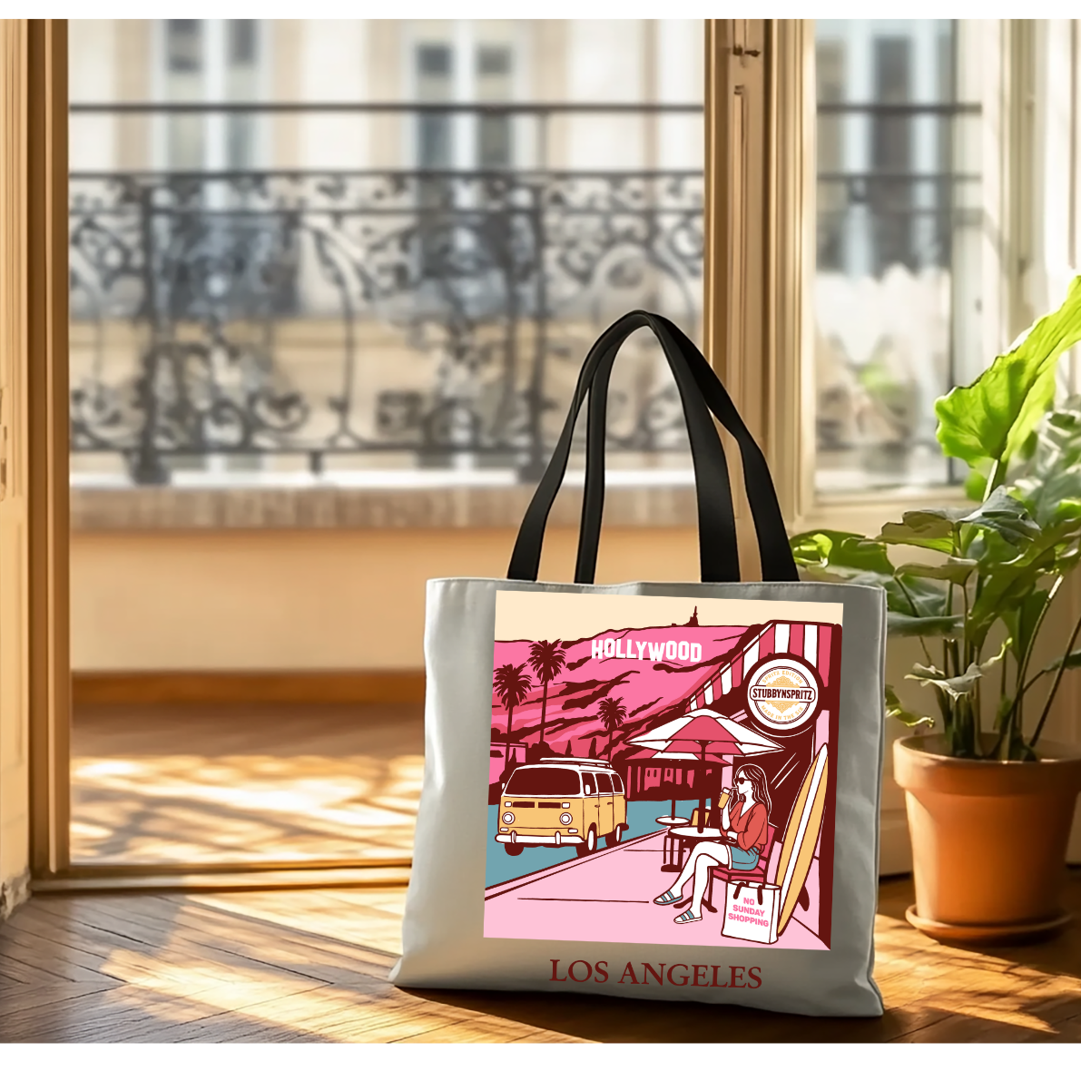 Los Angeles Hollywood Graphic Tote Bag Canvas Collection Limited Edition Premium Urban Craft