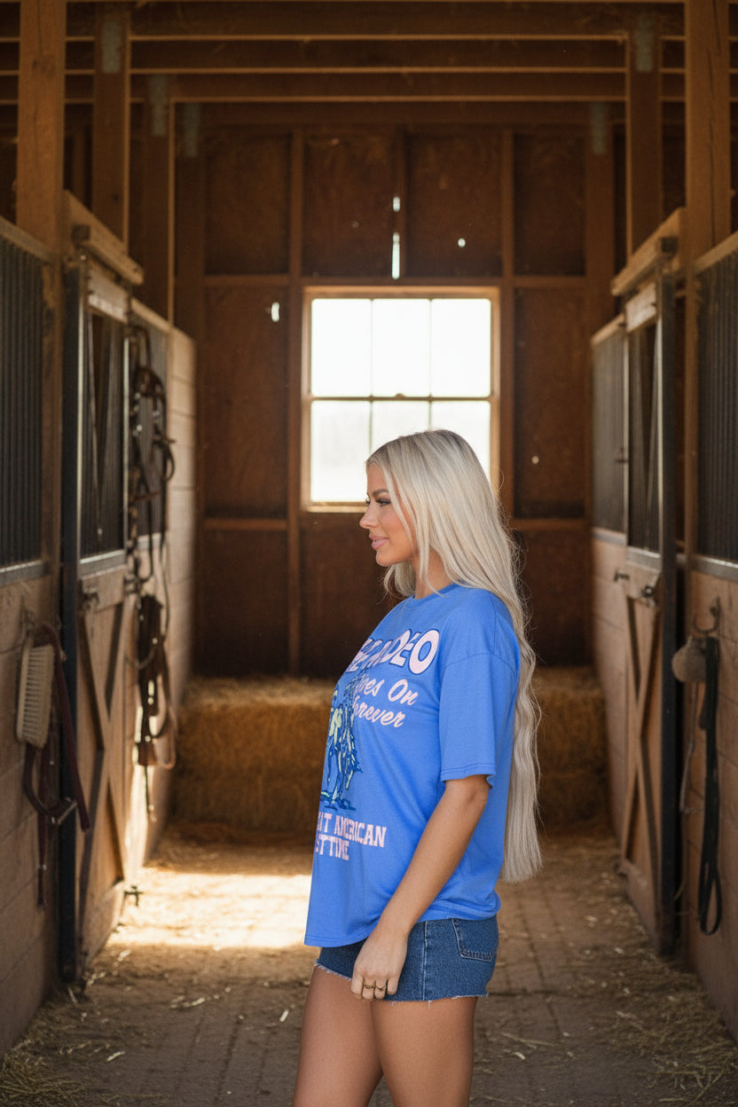 Sky Blue Rodeo Forever Western Graphic Tee