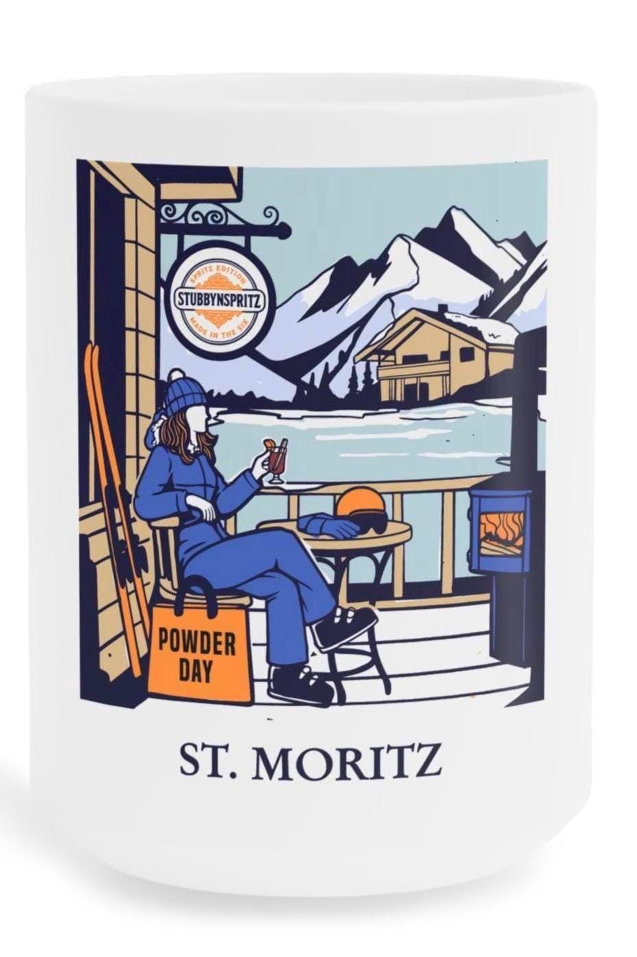 St Moritz Powder Day Mug Ceramic Coffee Cup Limited Edition