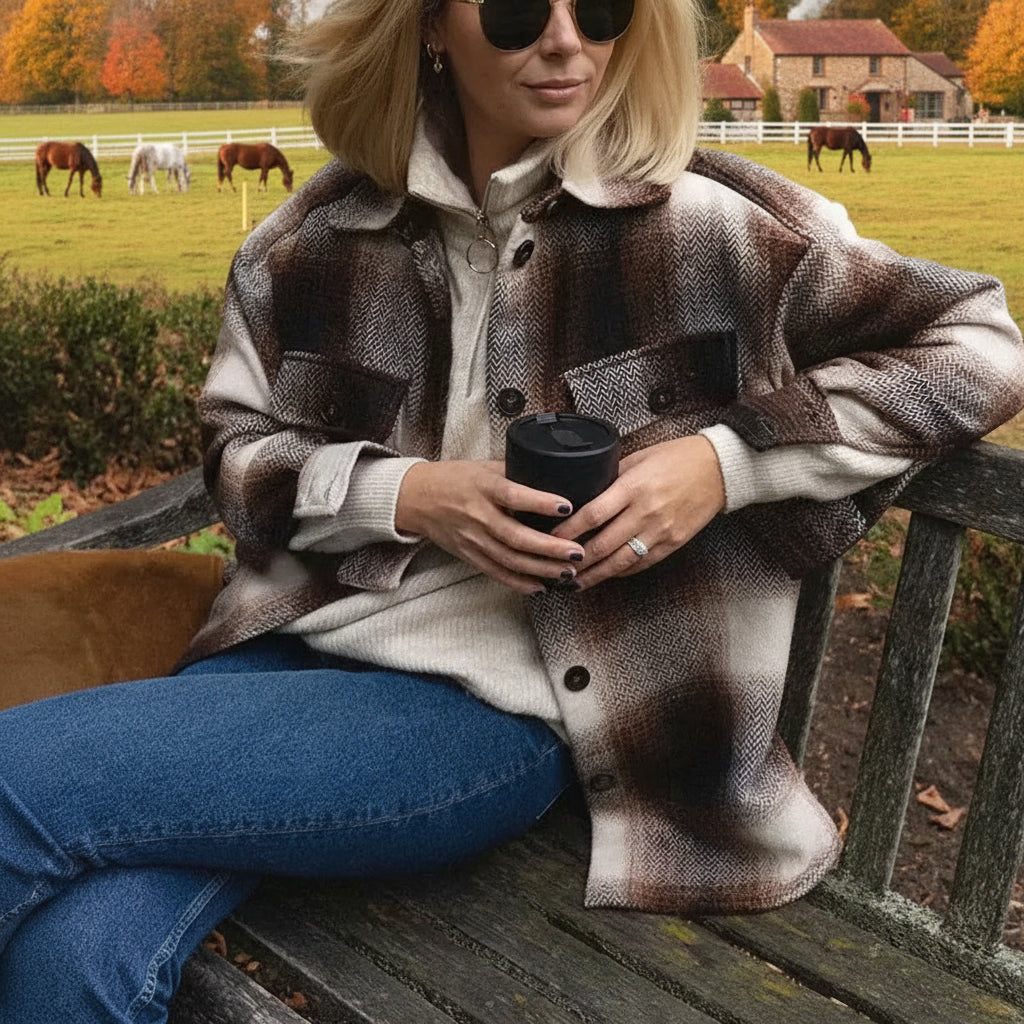 Slim Fit Plaid Shirt Jacket