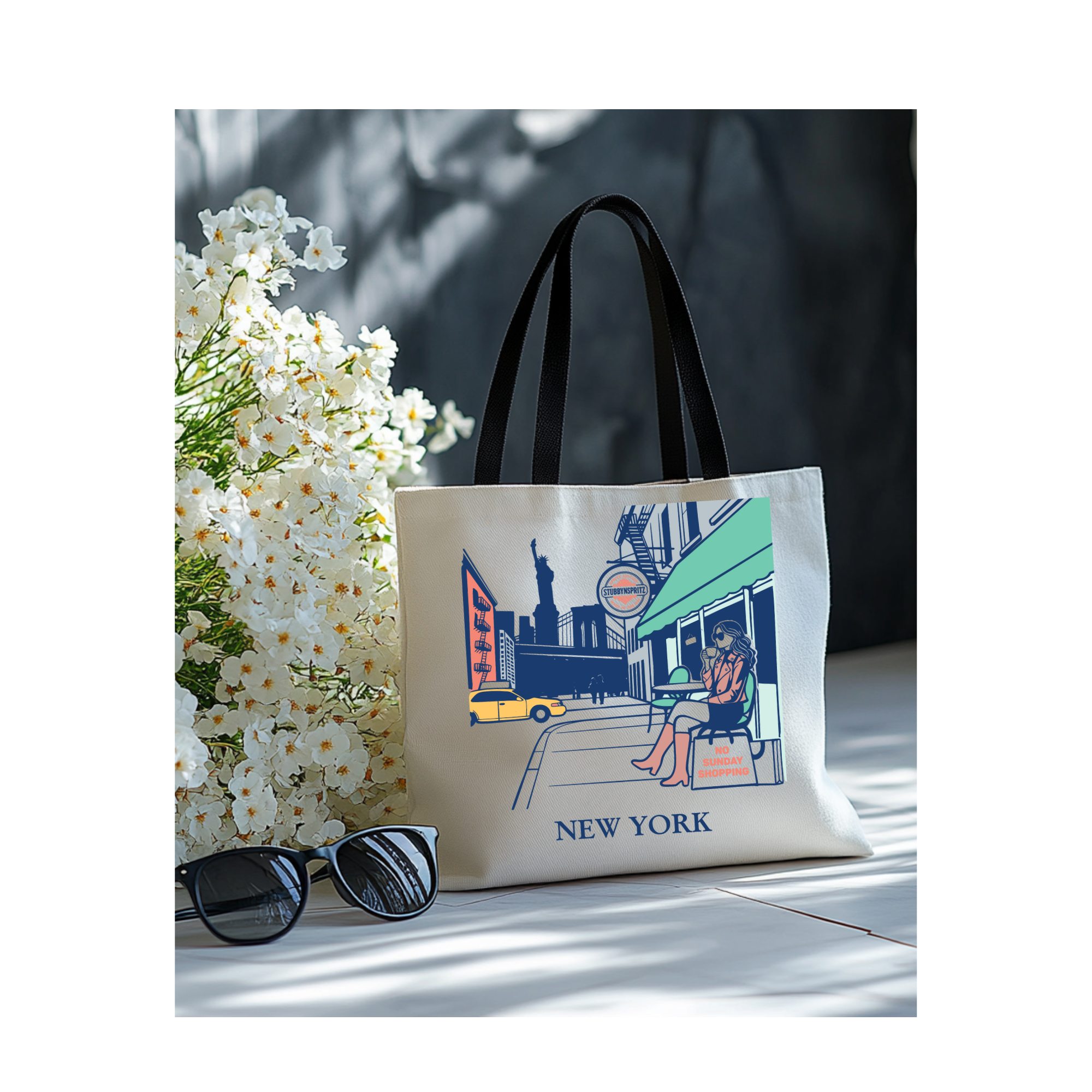 Cityscape Collection Luxe Leather Travel Tote Bag New York City Cafe Vibe Limited Edition