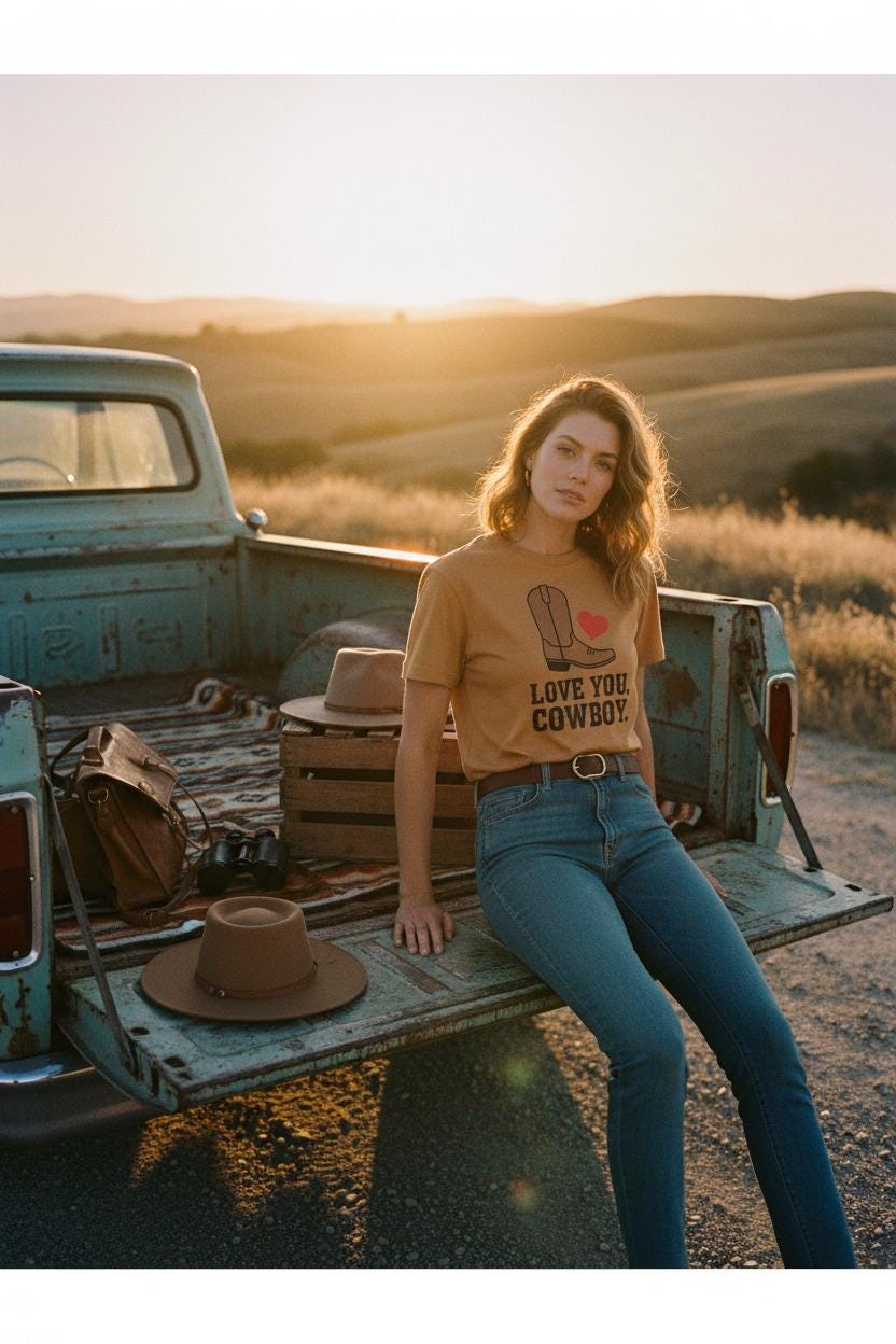 Country Love Cowboy Heart Tee Premium Cotton Collection Oversized Limited Edition Relaxed Fit