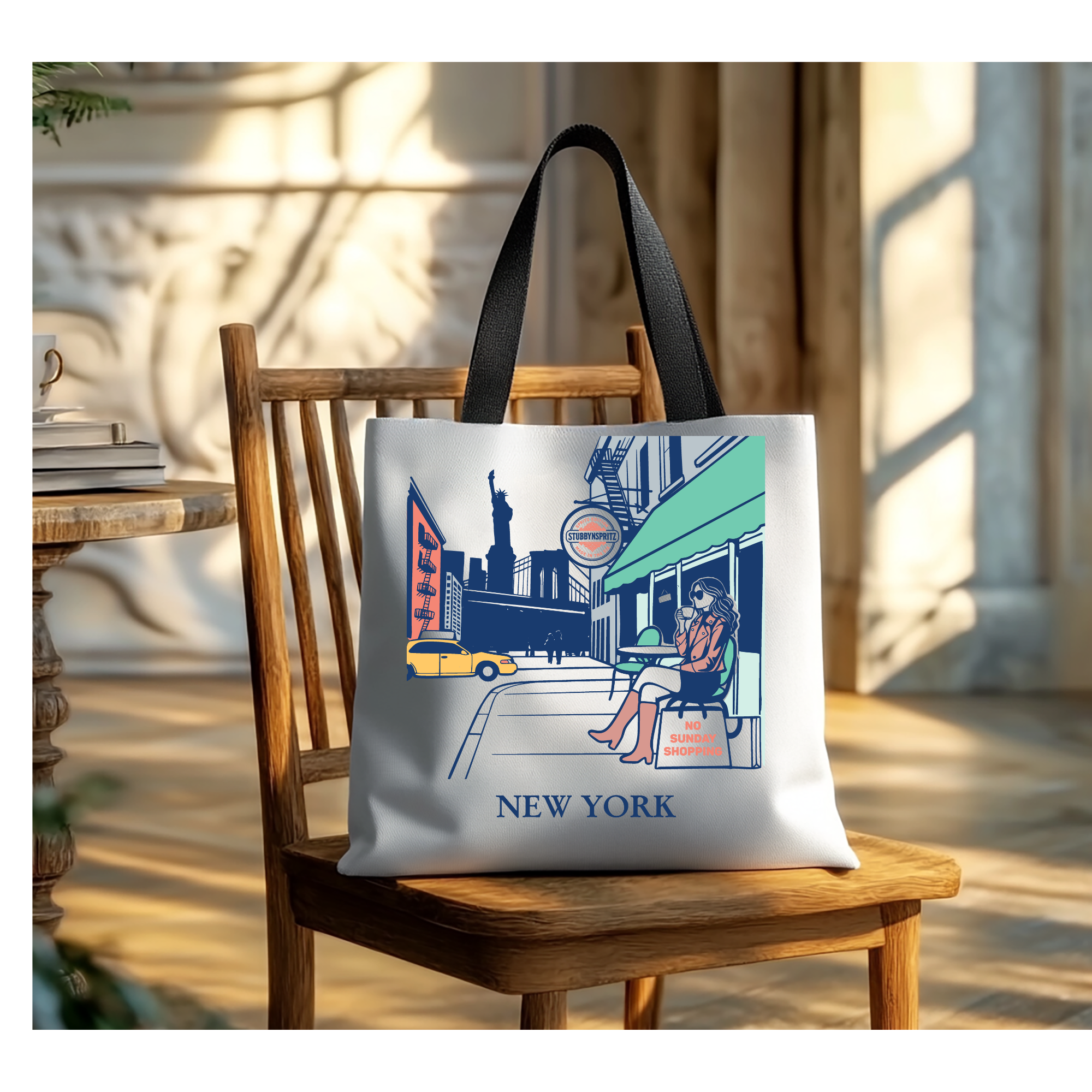 Cityscape Collection Luxe Leather Travel Tote Bag New York City Cafe Vibe Limited Edition