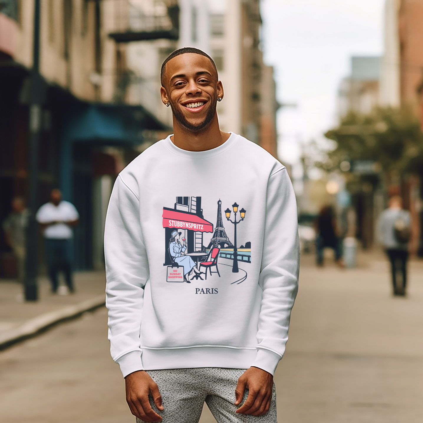 Paris Cafe Collection French Terry Sweatshirt With Exclusive Eiffel Tower Graphic