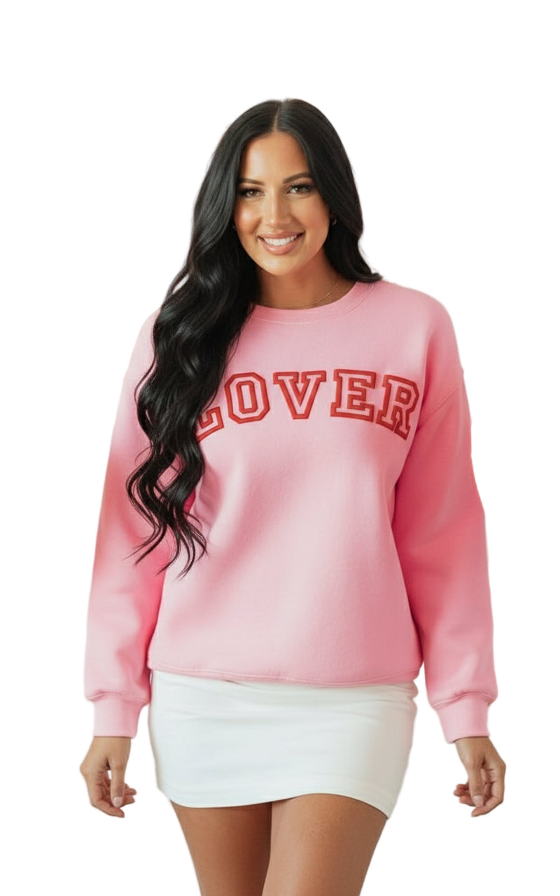 Lover Puff Print Pink Drop Shoulder Pullover From The Lover Collection Limited Edition
