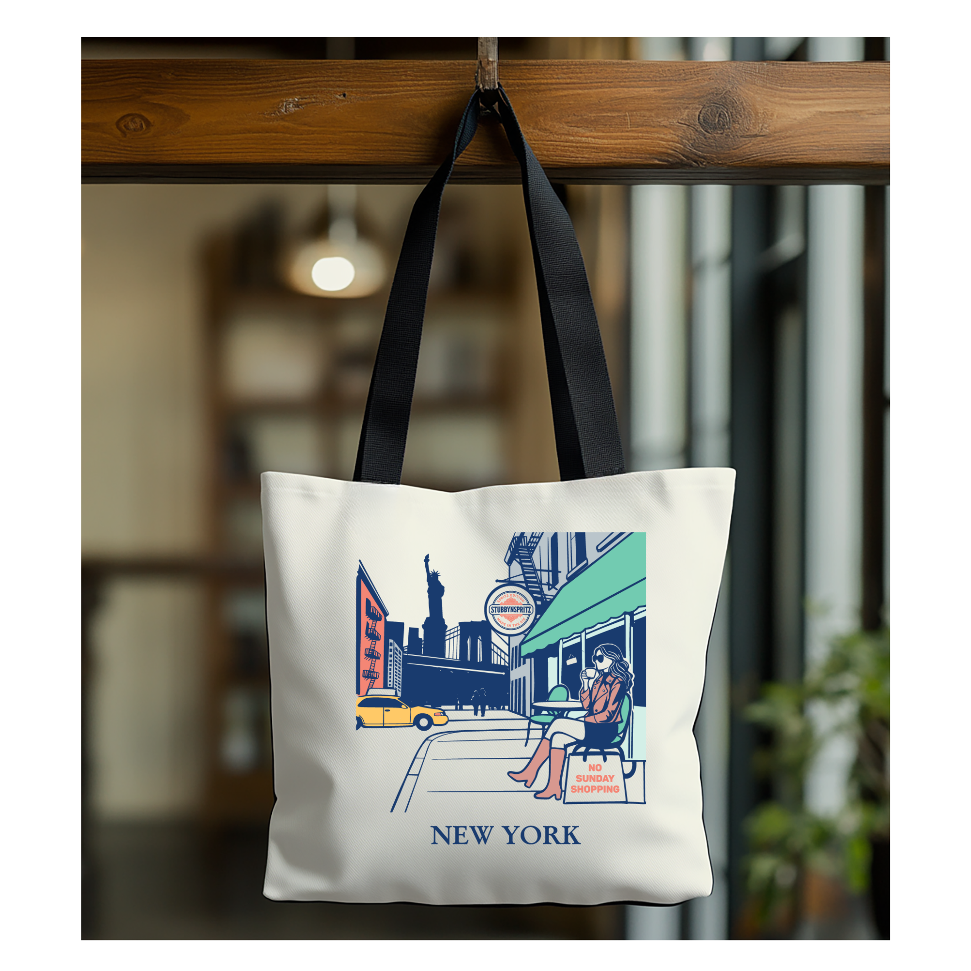 Cityscape Collection Luxe Leather Travel Tote Bag New York City Cafe Vibe Limited Edition