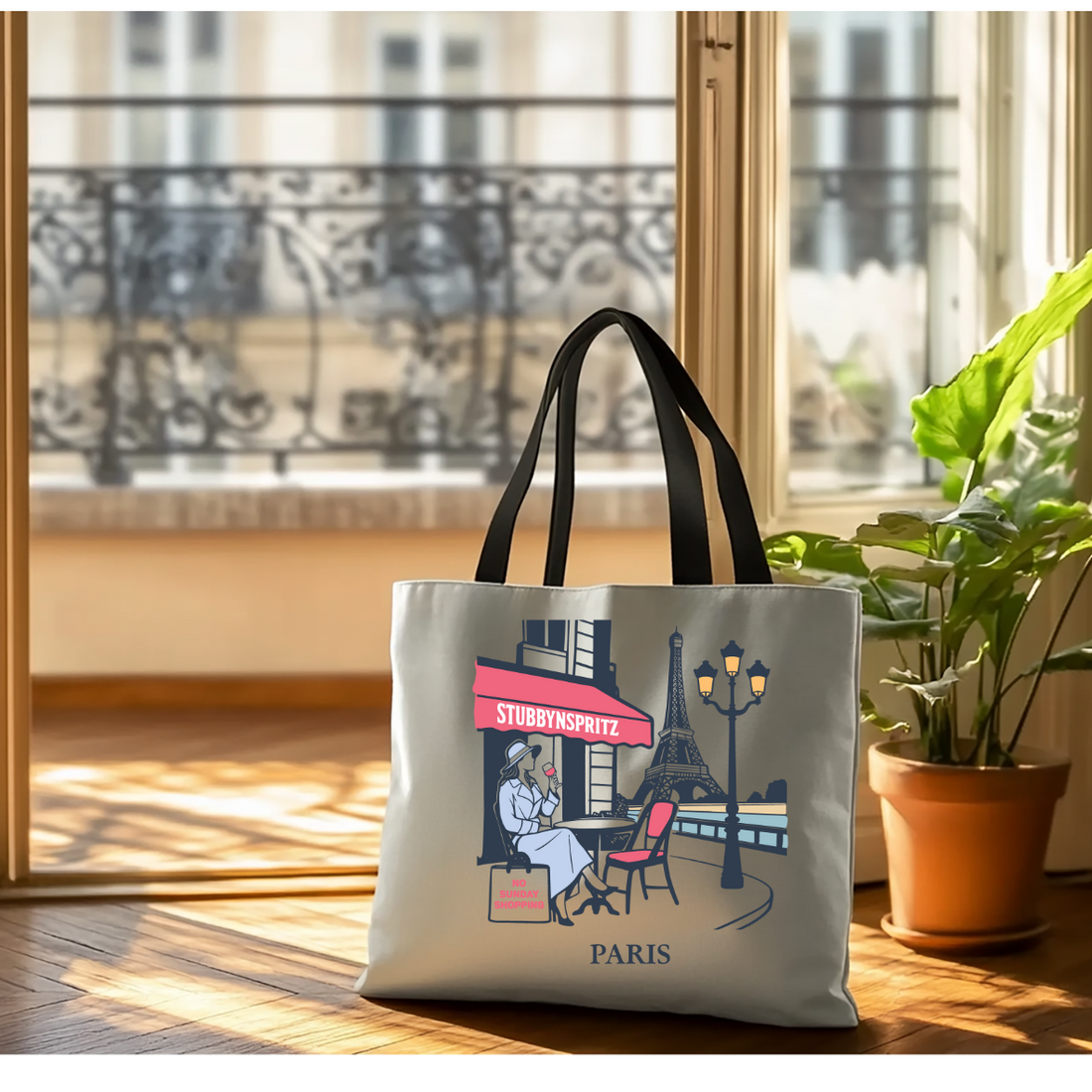 Parisian Collection Paris Cafe Premium Polyester Tote Bag Limited Release For Travel And Everyday Use