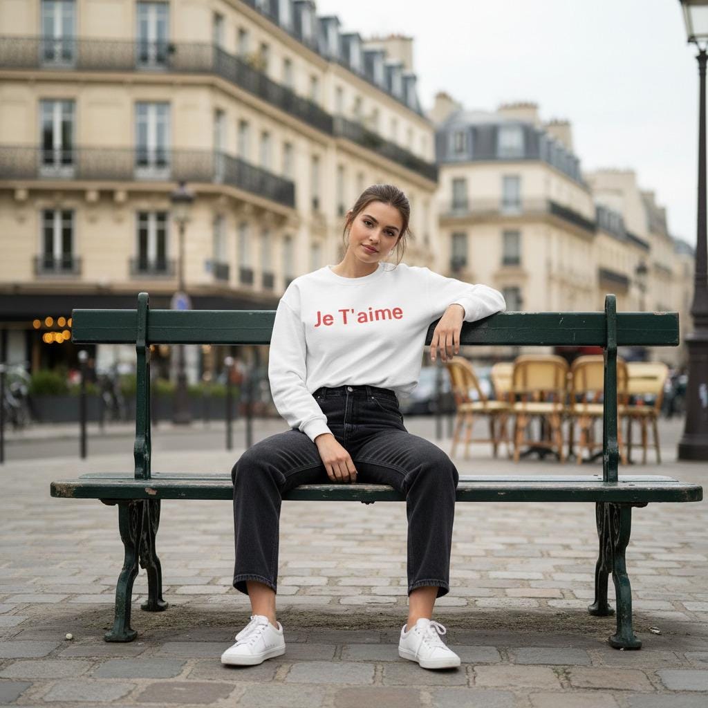 Embroidered French Love Sweatshirt Je Taime Limited