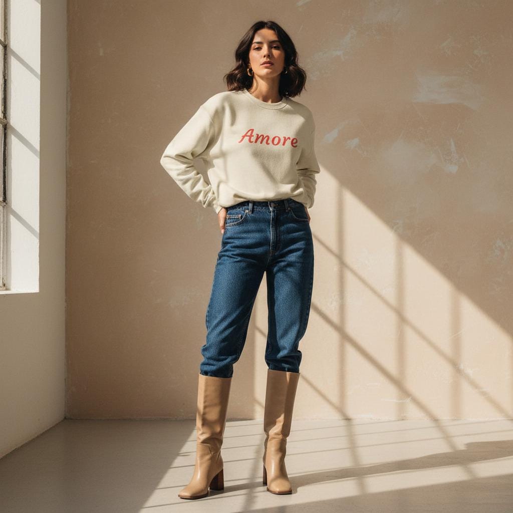 Embroidered Italian Love Phrase Sweatshirt From Retro Romance Collection Handcrafted Details Limited Edition