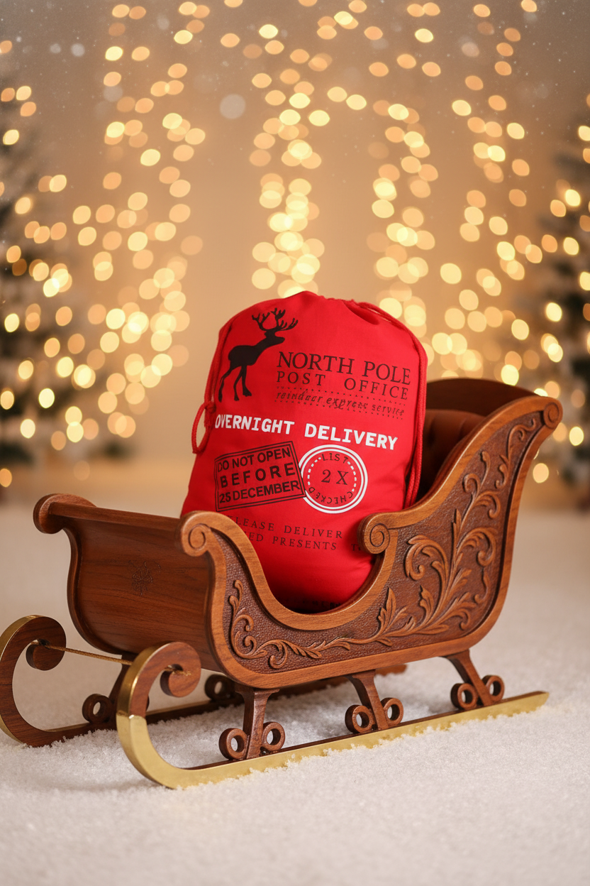 Fiery Red Christmas Drawstring Large Gift Bag 50*66cm