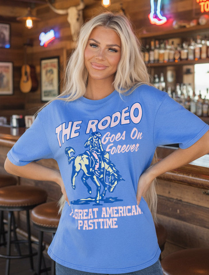 Rodeo Forever Western Graphic Tee Pima Cotton Sky Blue Limited Edition Heritage Collection