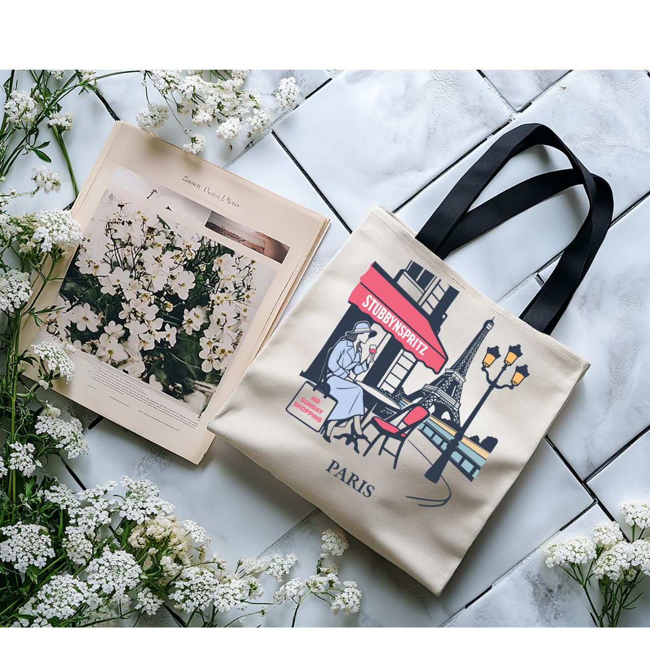 Parisian Collection Paris Cafe Premium Polyester Tote Bag Limited Release For Travel And Everyday Use