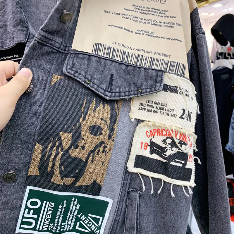 Vintage Style Patchwork Denim Jacket for Fall