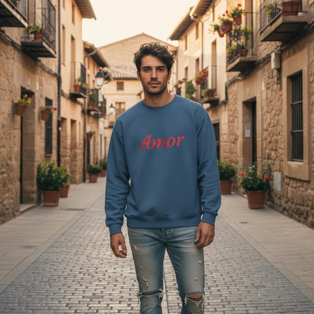Amor Script Embroidered Pullover For Travelers Limited Edition Lightweight Warmth