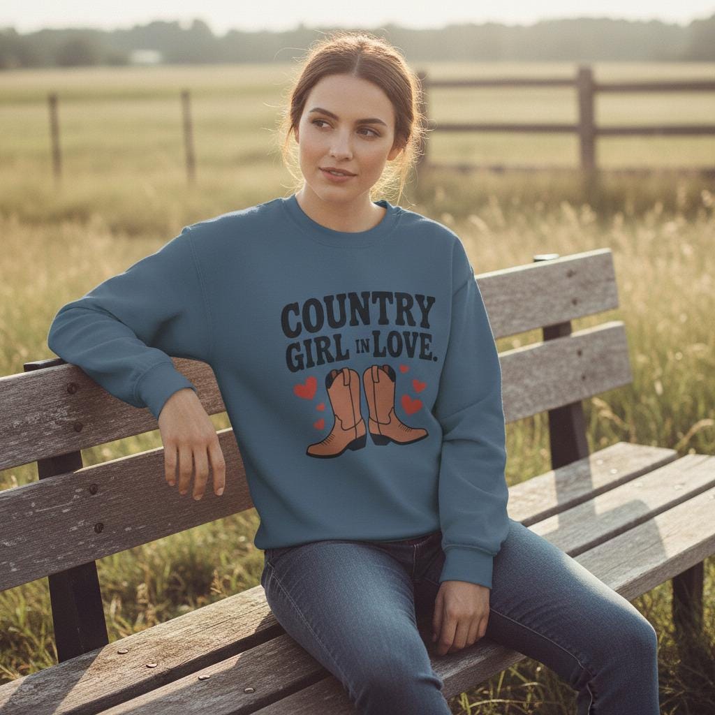 Country Girl In Love Sweatshirt Collection Soft Fleece Romantic Heart Design Limited Edition