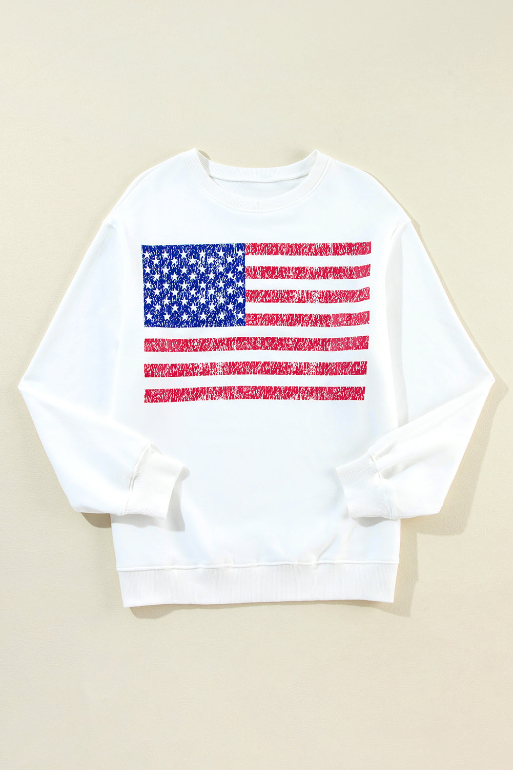 Premium Cotton Sweatshirt Drop Shoulder With American Flag Graphic Limited Edition