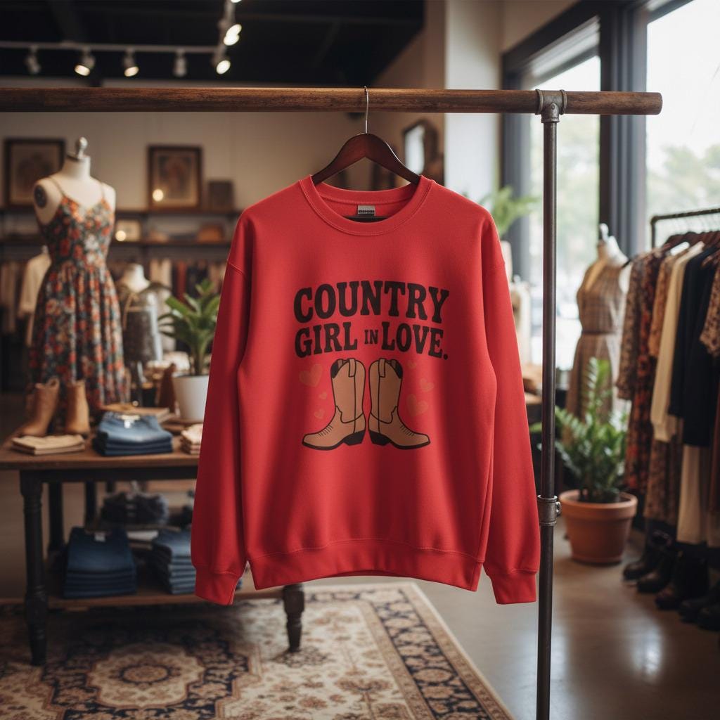 Country Girl In Love Sweatshirt Collection Soft Fleece Romantic Heart Design Limited Edition