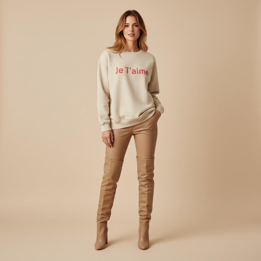Embroidered French Love Sweatshirt Je Taime Limited