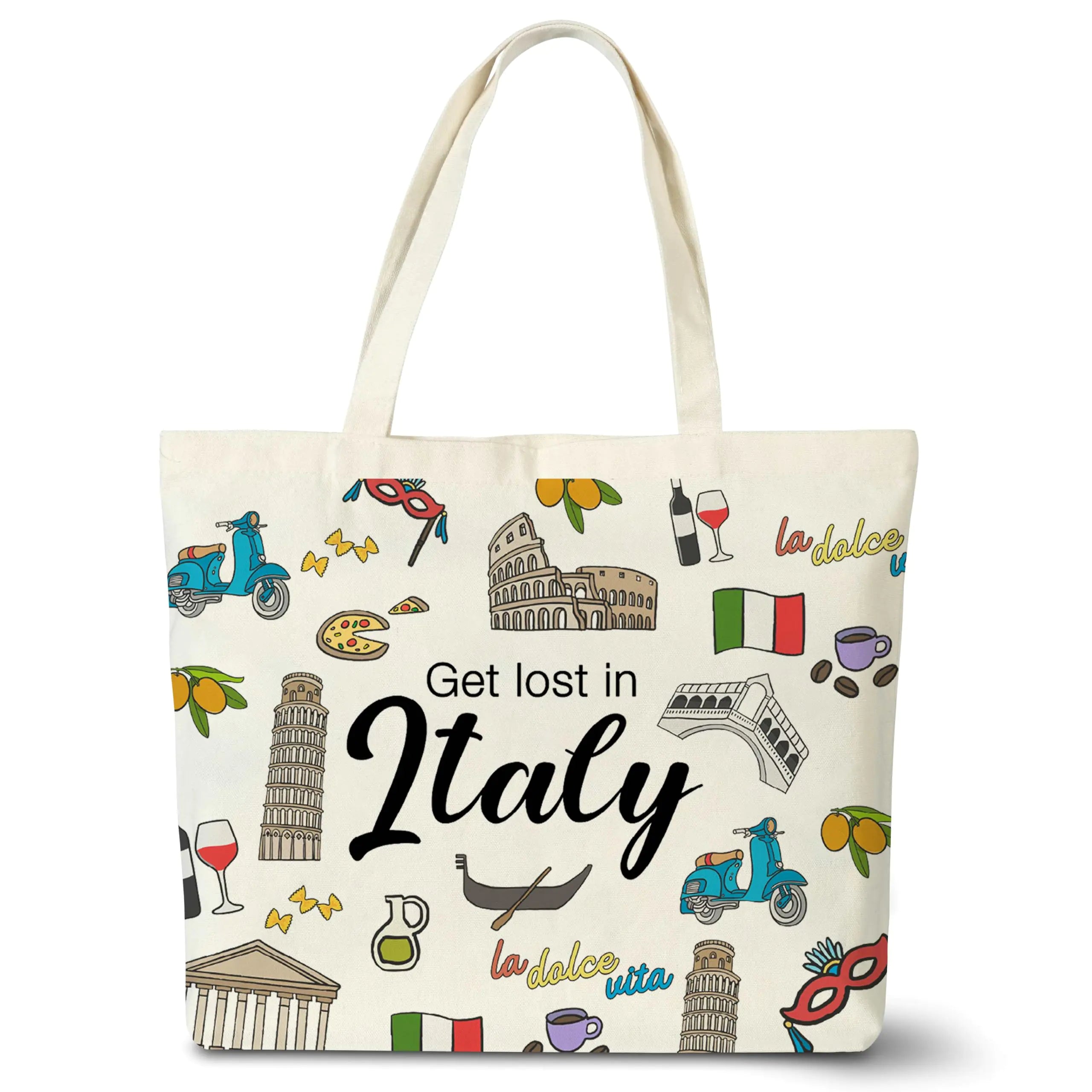Canvas Tote Bag Italy Travel Gift Tote Bags for Women