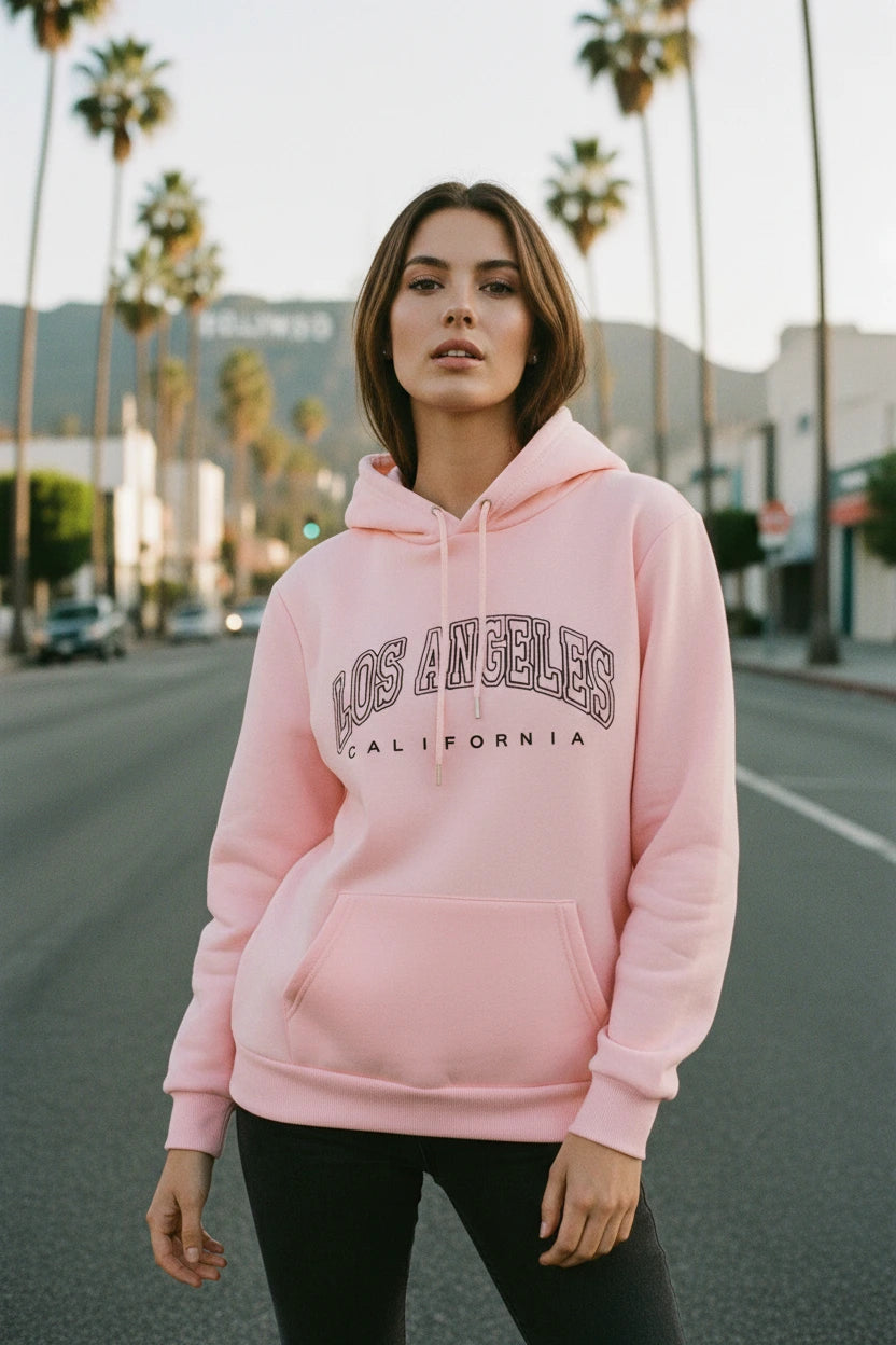 Los Angeles California Letter Print Womens Hoodie Pullover