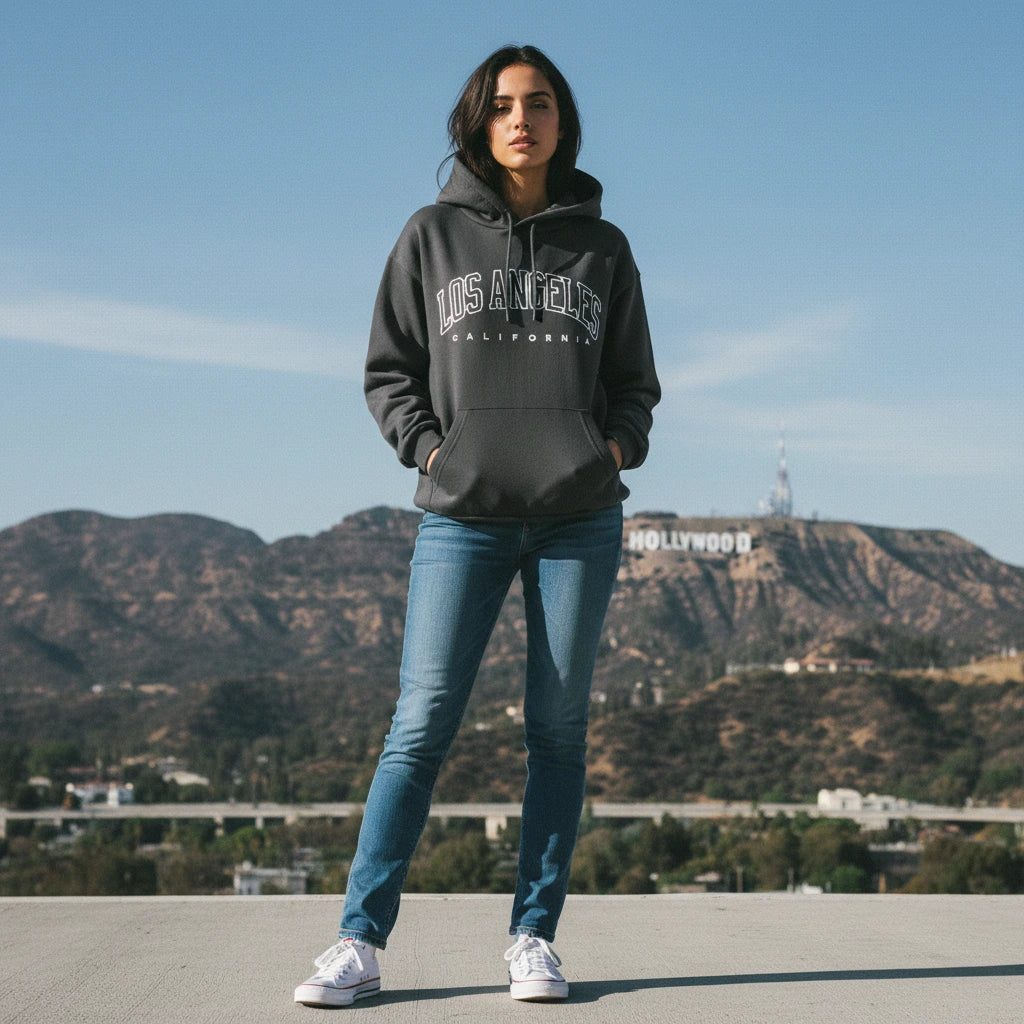 Los Angeles California Letter Print Womens Hoodie Pullover
