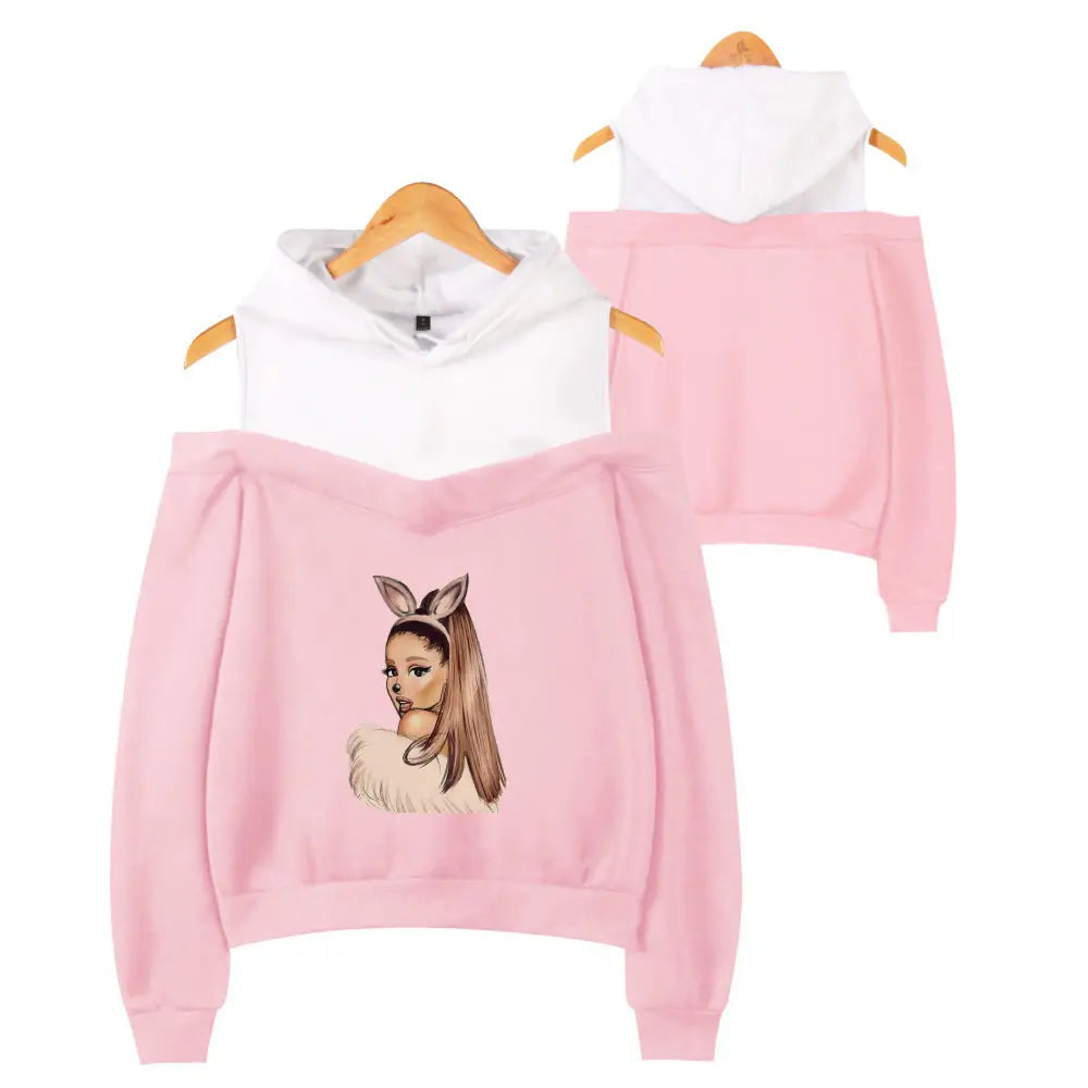 Ariana Grande Style Women's Off-Shoulder Hoodie