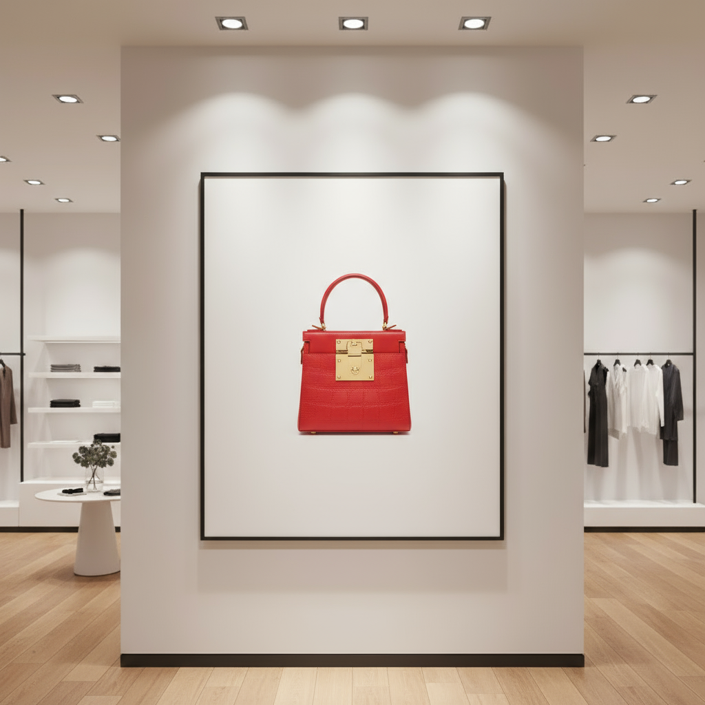 Mini Color-Block Leather Box Bag for Women