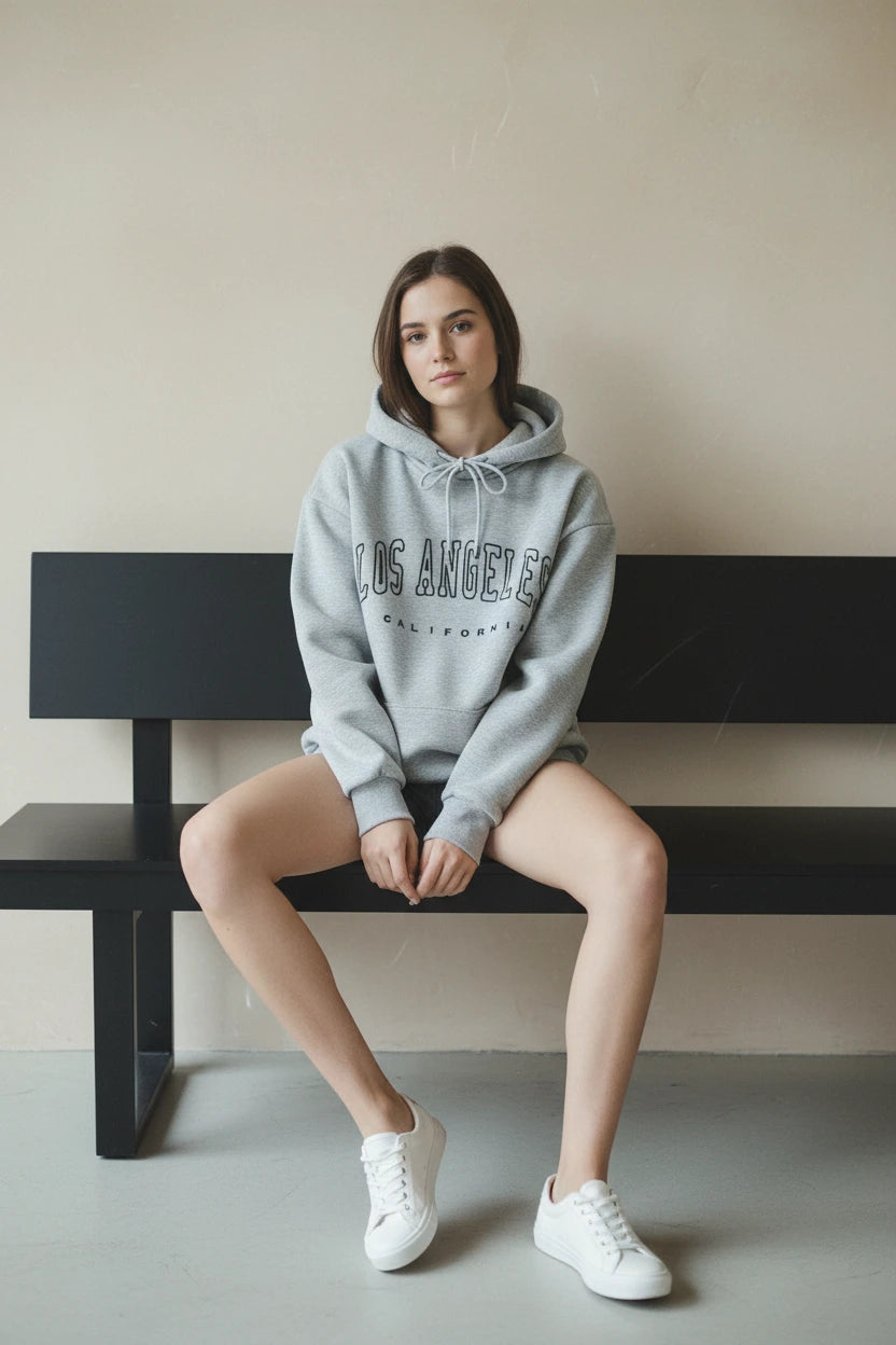 Los Angeles California Letter Print Womens Hoodie Pullover