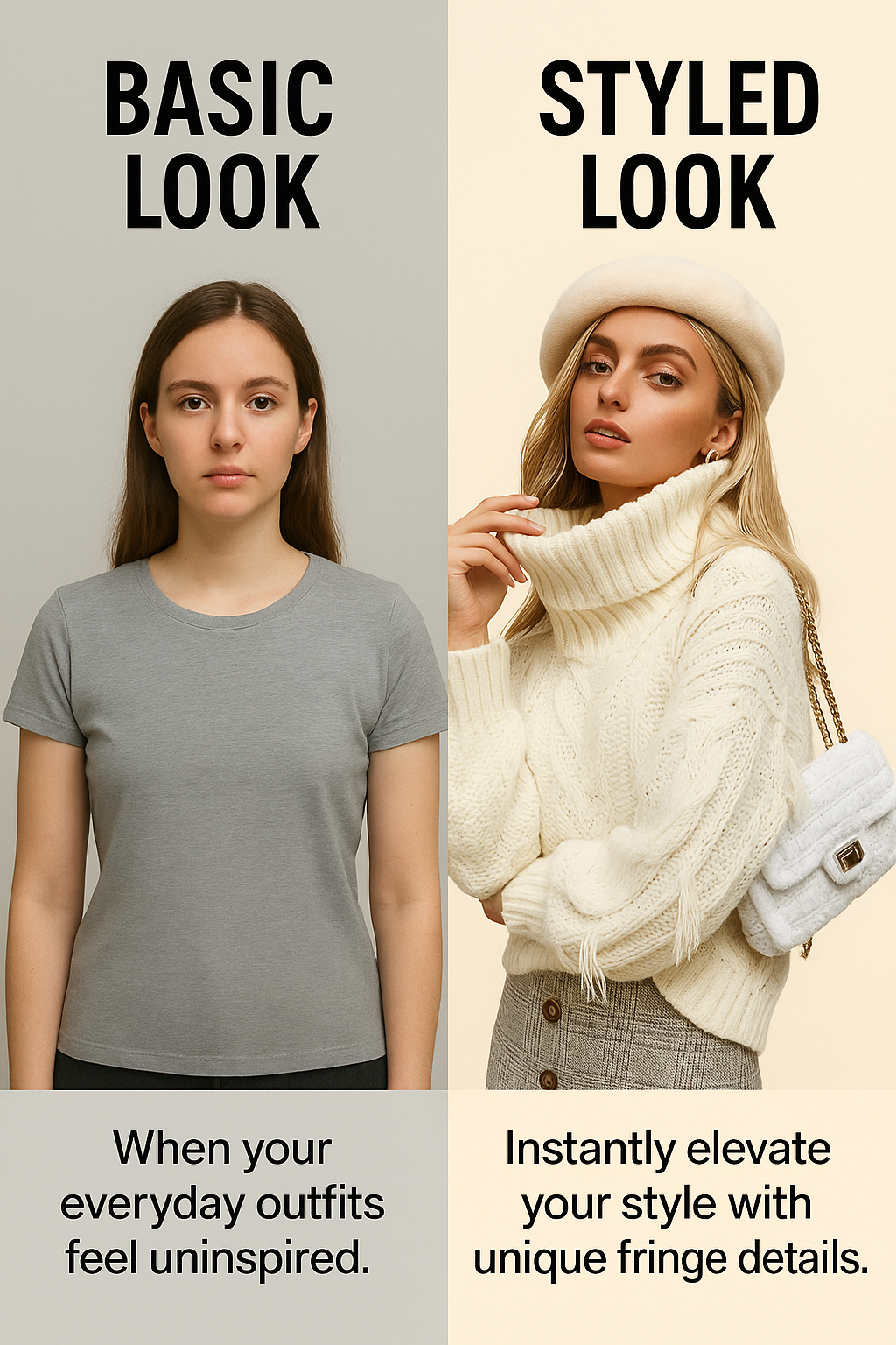 Limited Fringe Knit Sweater Acrylic Luxe Collection