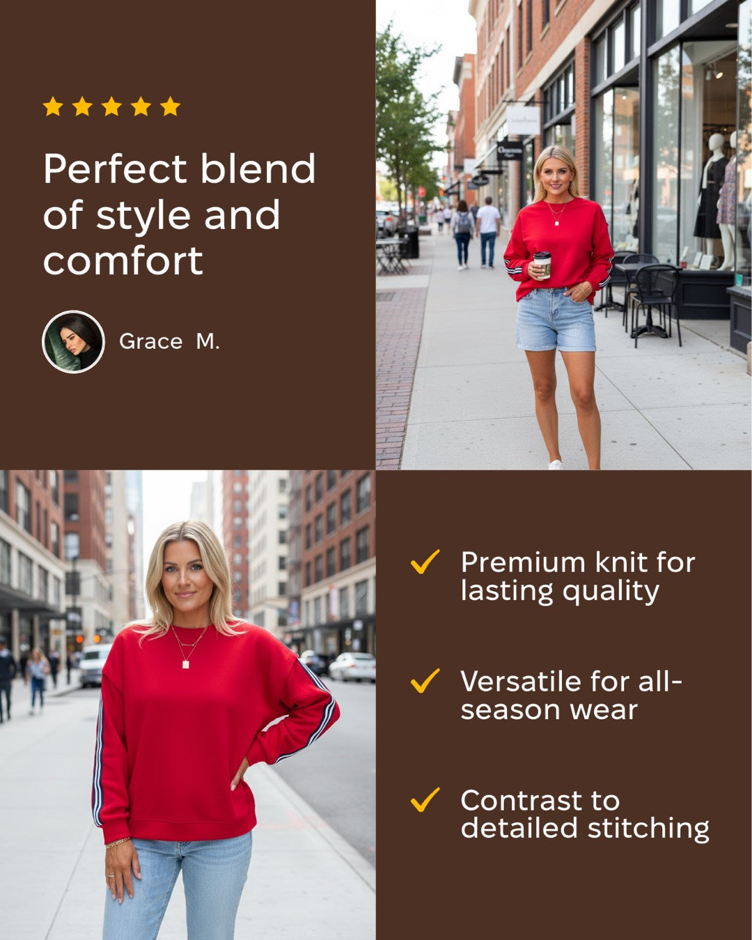 Fiery Red Varsity Sweatshirt Premium Knit Limited