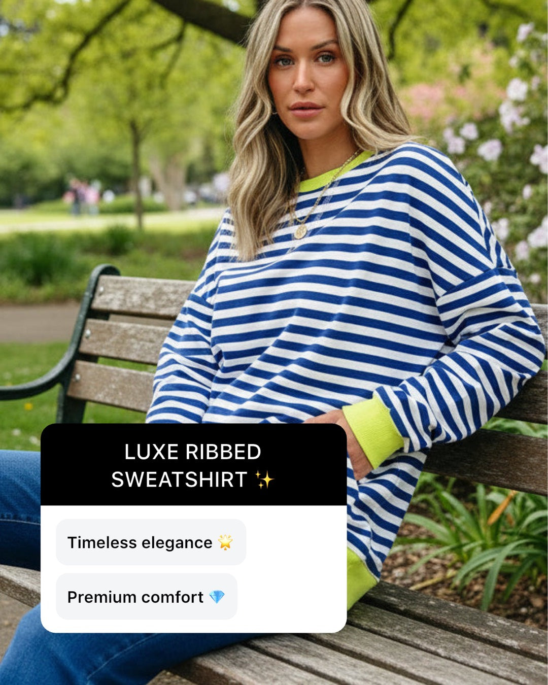 Sky Blue Striped Ribbed Sweatshirt From Luxe Heritage Collection Premium Knitwear Exclusive Edition