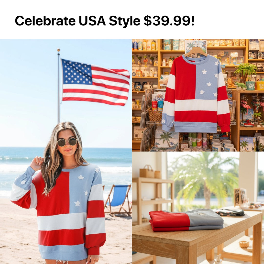 Oversized American Flag Pullover Sweatshirt Vintage Patch Stars Collection Limited Edition